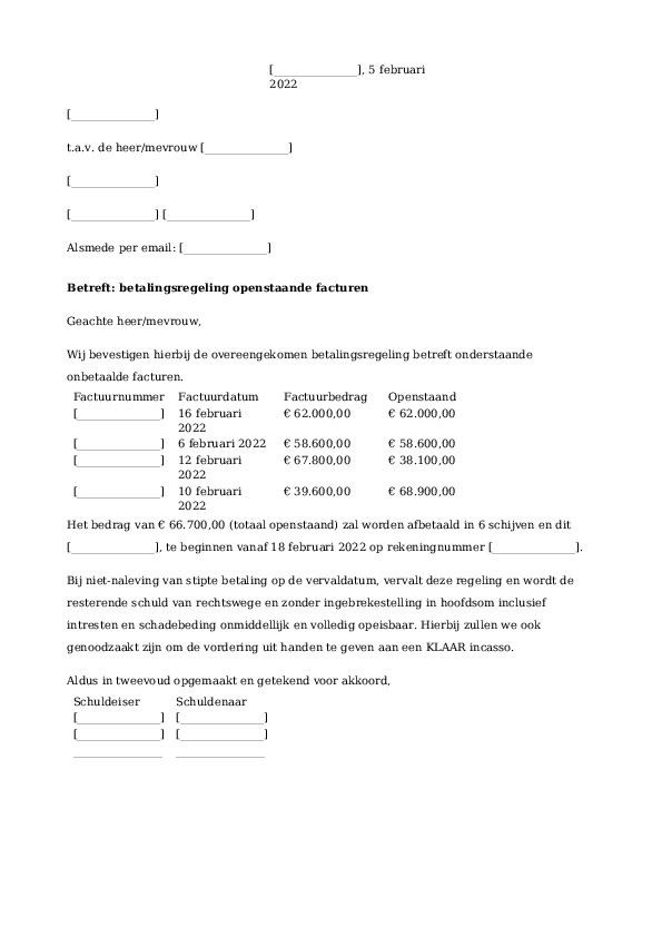 KlaarDocs - Maak Zelf Een Betalingsregeling